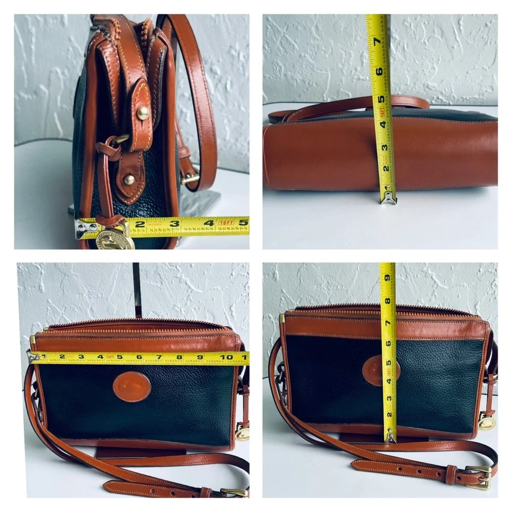 VINTAGE DOONEY & BOURKE BLACK TAN CLUTCH CROSSBODY BAG ADJUSTABLE STRAP - Picture 15 of 16